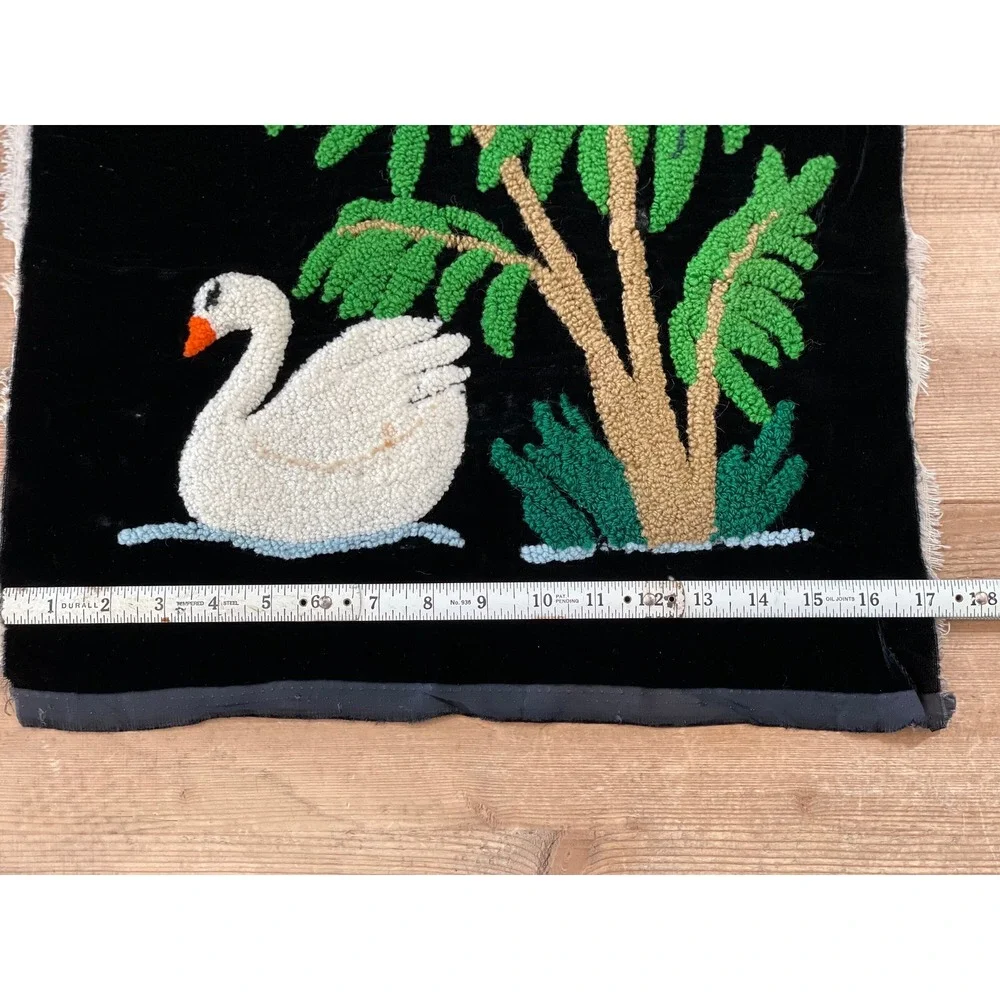 Vintage Swan Art: Velveteen Palm Tree Needlepoint